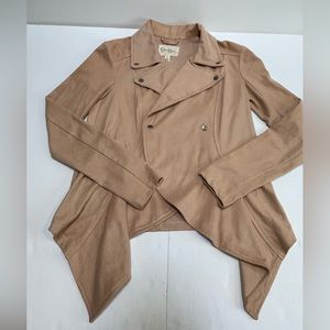 Womens Jessica Simpson Camel Double Breasted Faux Suede Jacket Top Size XS  JD